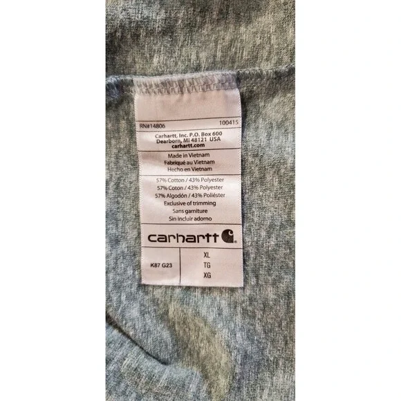 Carhartt Mens XL Heather Green Pocket T Shirt Original Fit Short Sleeve K87 G23 - Picture 4 of 7